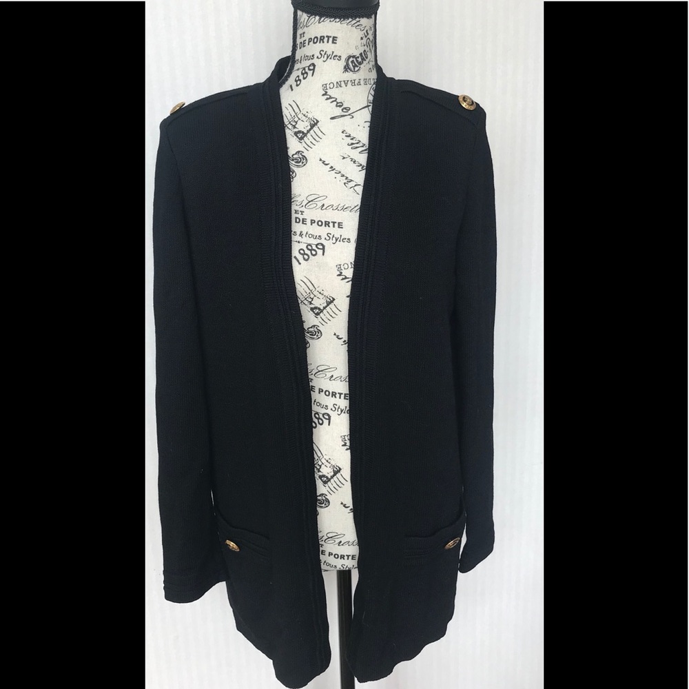 St. John black small cardigan with pockets